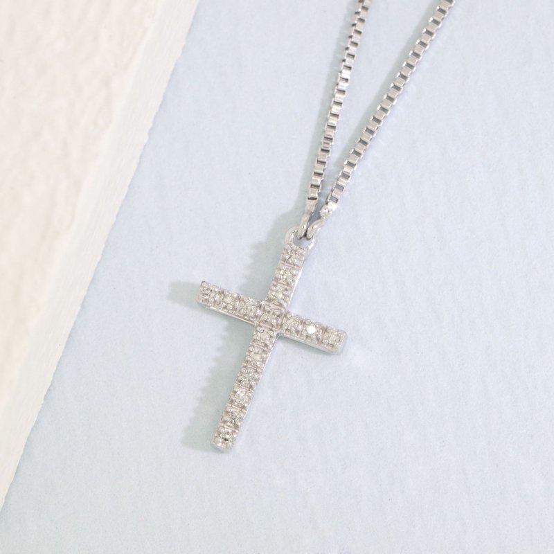 Believe Cross Necklace .04 Diamond Weight - Silver