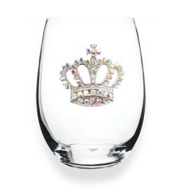 Aurora Borealis Crown Jeweled Stemless Wine Glass