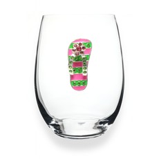 The Queen's Jewels Pink & Green Flip Flop Jeweled Stemless