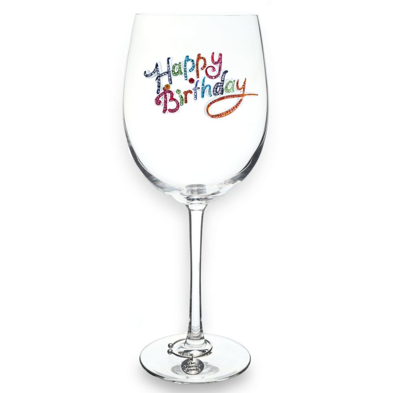 Happy Birthday Stemmed Wine Glass