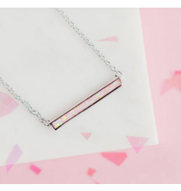 Cotton Candy Pink Opal Bar Necklace
