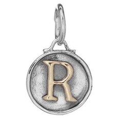 Waxing Poetic Chancery Insignia Charm- Silver/Brass- Letter R