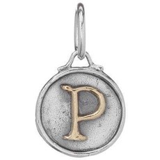 Waxing Poetic Chancery Insignia Charm- Silver/Brass- Letter P