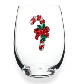 Candy Cane Stemless Wine Glass