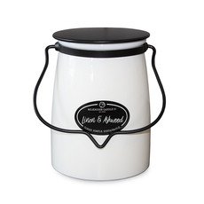 Milkhouse Candle Creamery Butter Jar 22 oz:  Linen & Ashwood