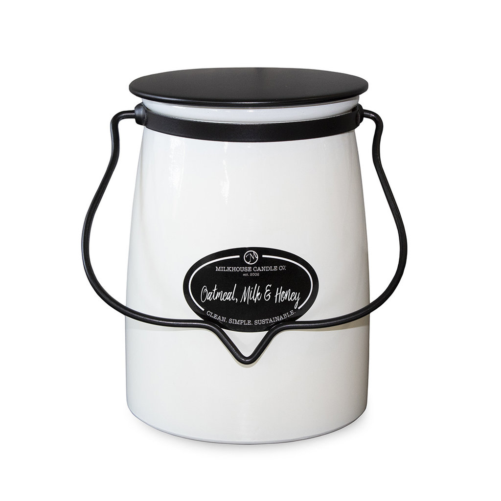 Milkhouse Candle Creamery Butter Jar 22 oz:  Oatmeal, Milk, & Honey