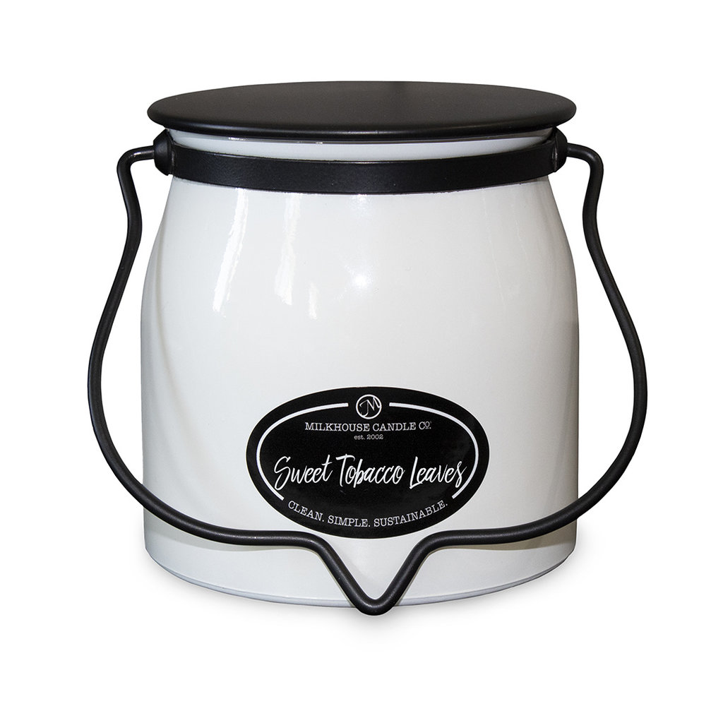 Milkhouse Candle Creamery Butter Jar 16 oz:  Sweet Tobacco Leaves