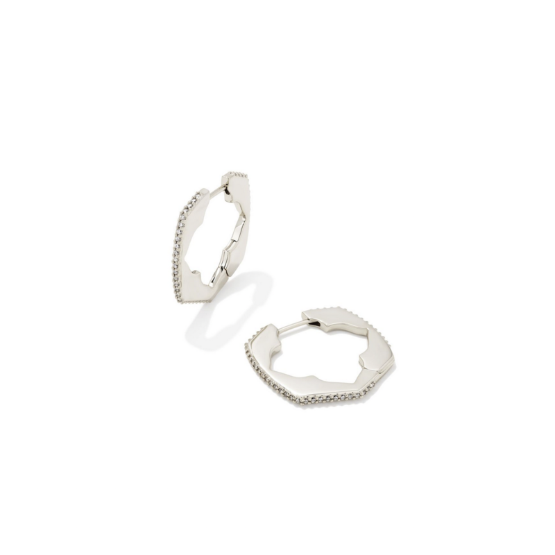 Kendra Scott Mallory Huggie Earring Silver White Crystal
