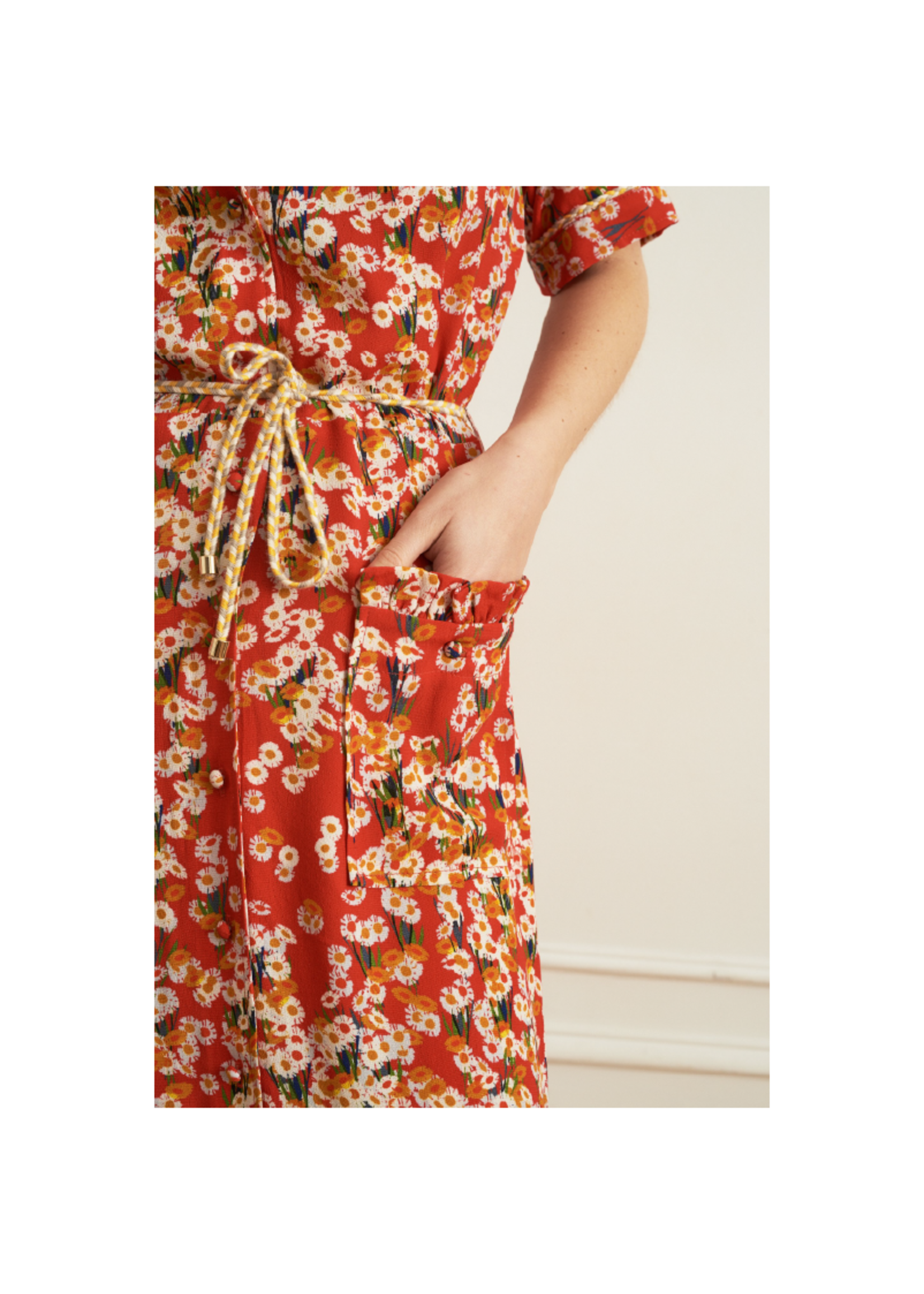 La Petite Francaise Ressource Front Pocket Ruffle Floral Dress