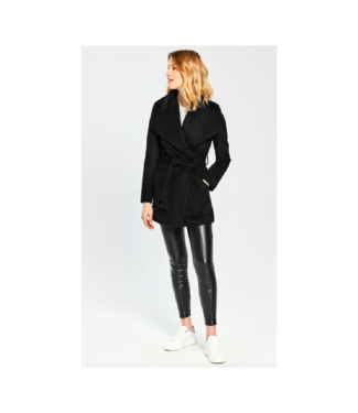 Sentaler Cropped Wide Collar Wrap Coat