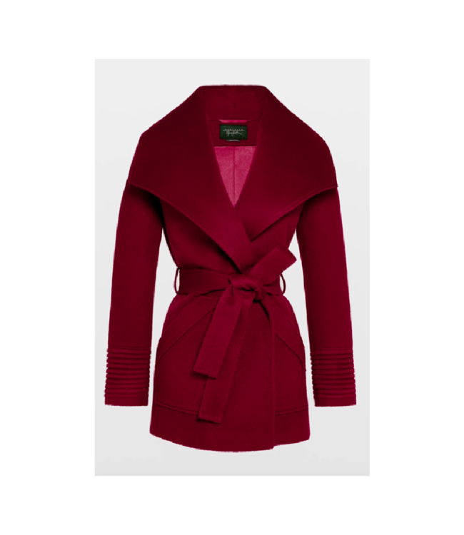 Sentaler Cropped Wide Collar Wrap Coat Garnet Red | Women's - espy