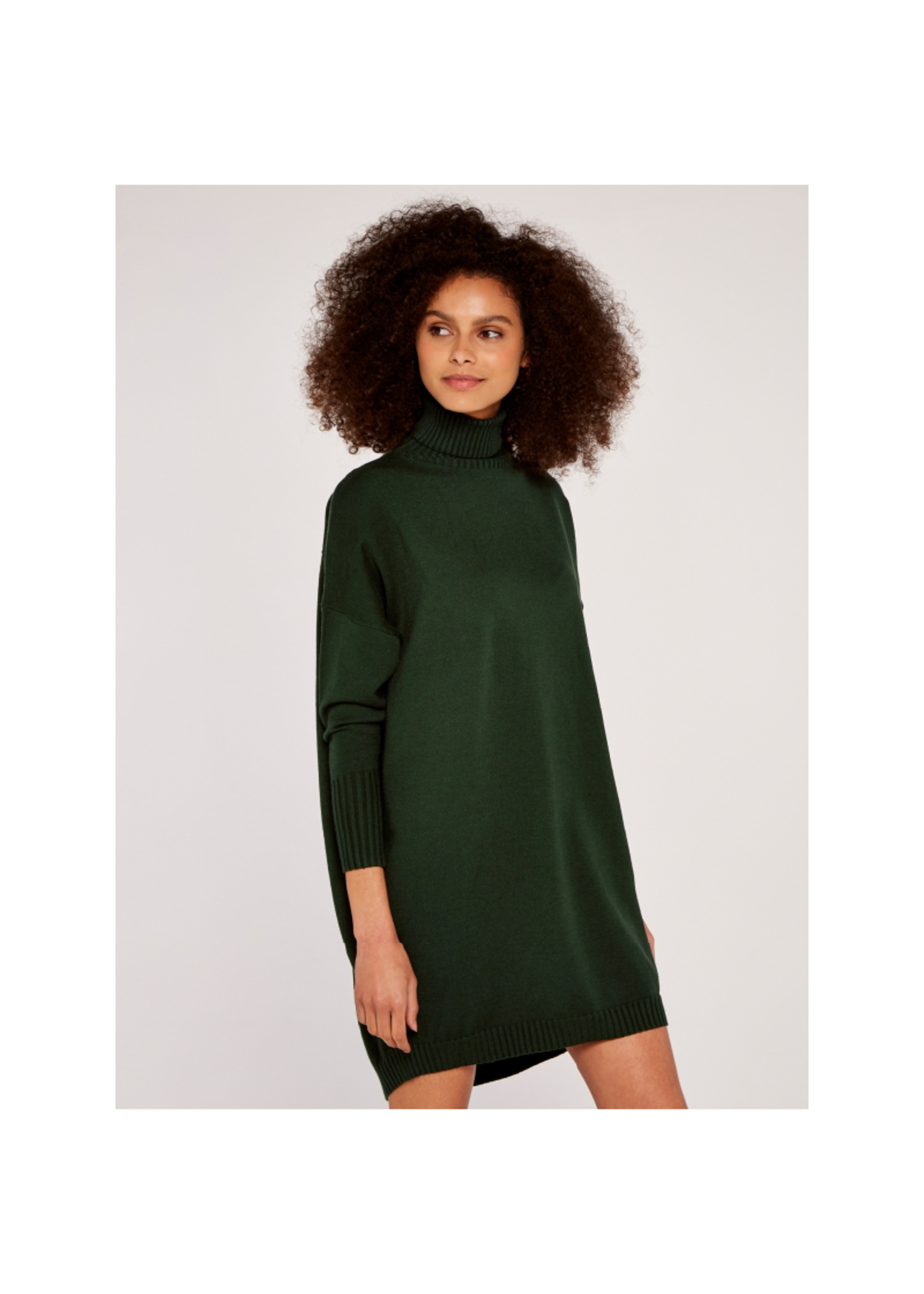 Apricot Roll Neck Cocoon Sweater Dress