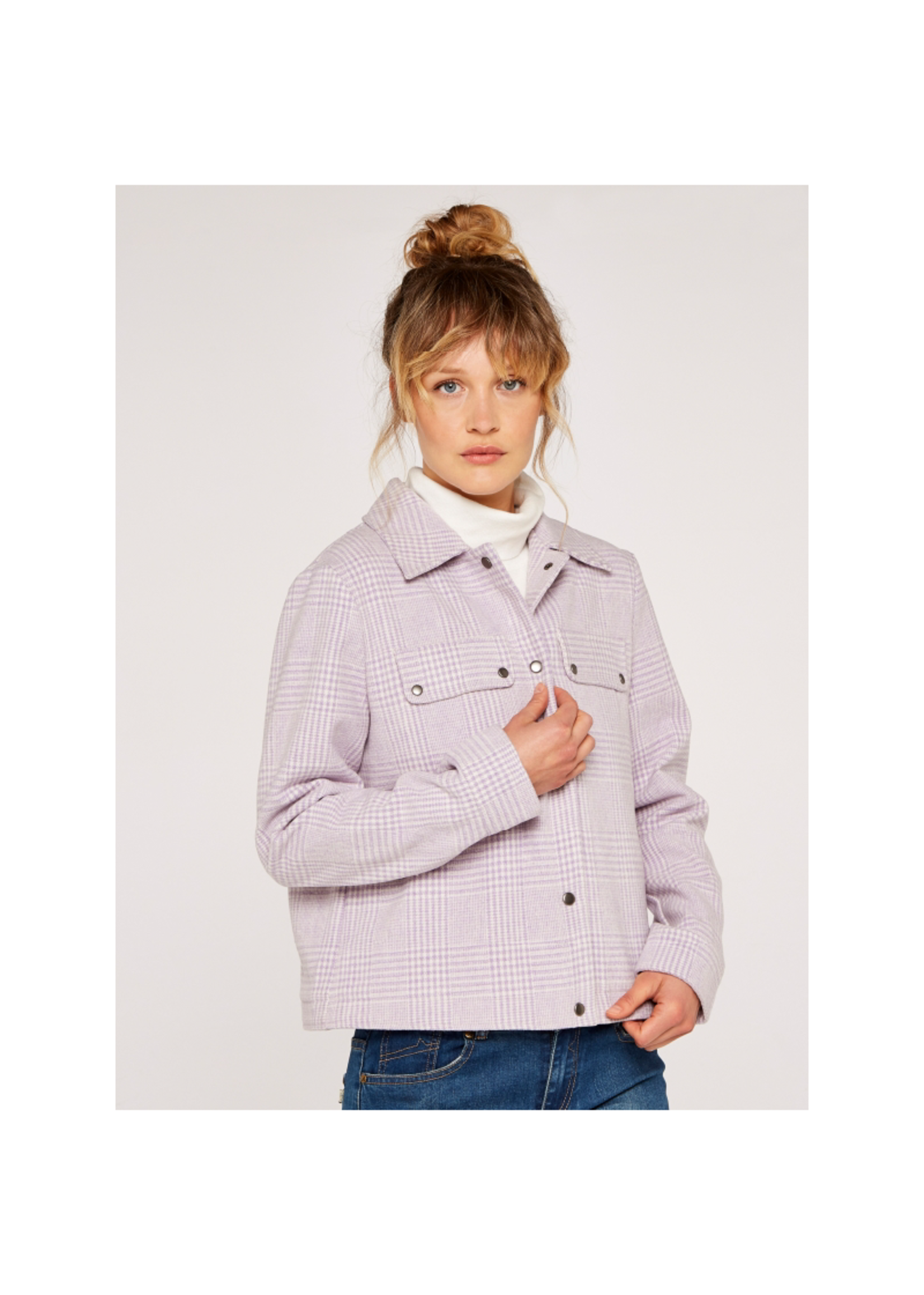 Apricot Houndstooth Check Crop Jacket
