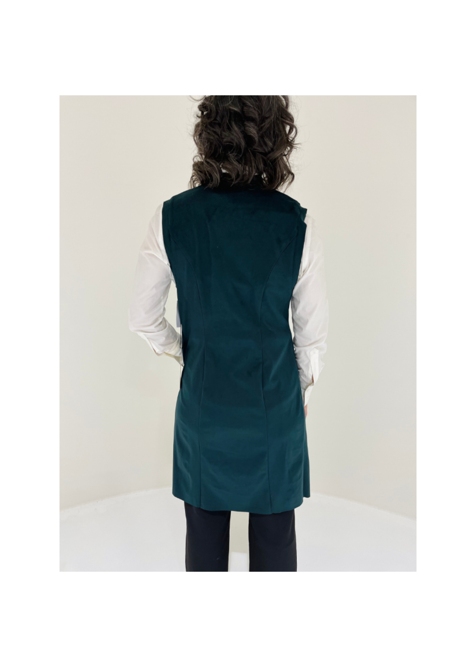 Iris X espy Ultra Suede Long Vest with Angle Pockets