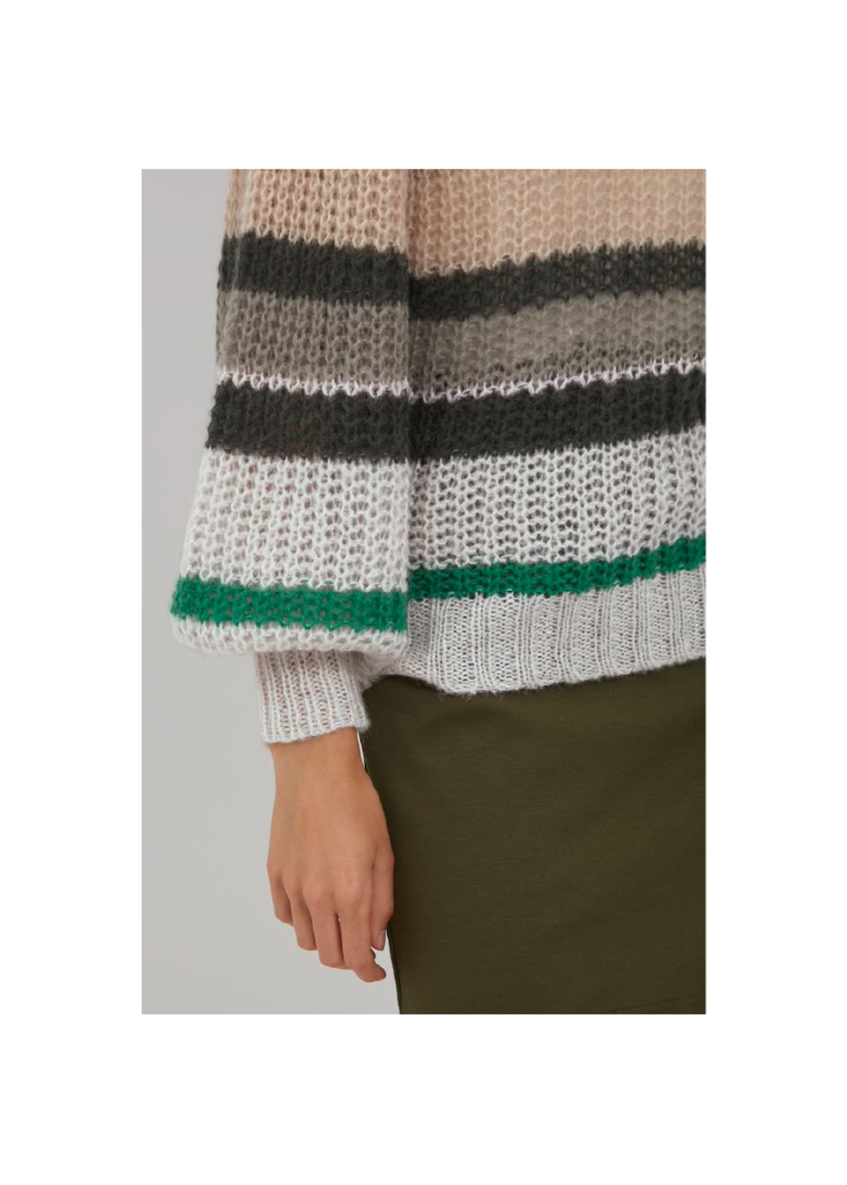 ICHI Striped Long-Sleeve Sweater