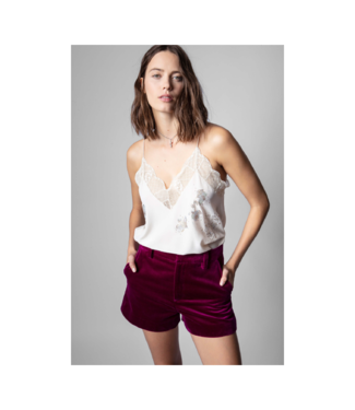 Zadig & Voltaire Christy Velvet Lace Trim Camisole