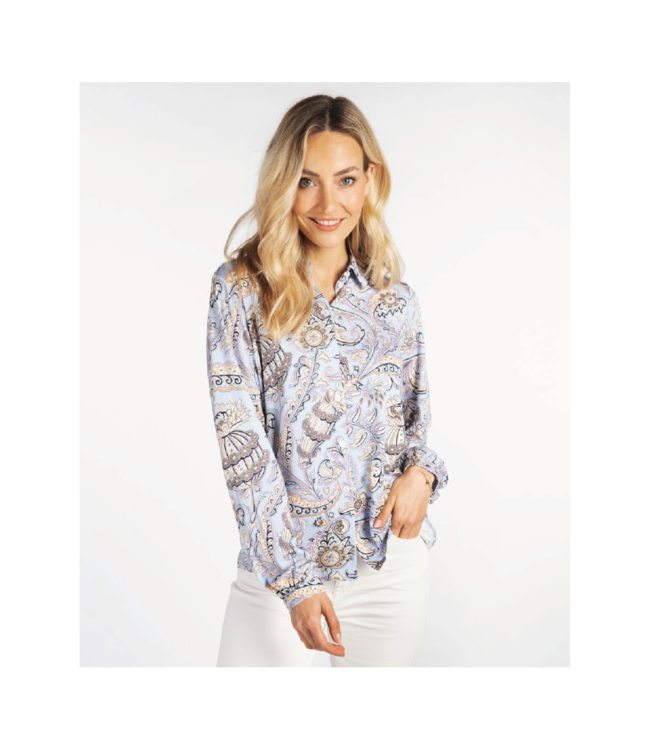 EsQualo Paisley Button-Up Blouse