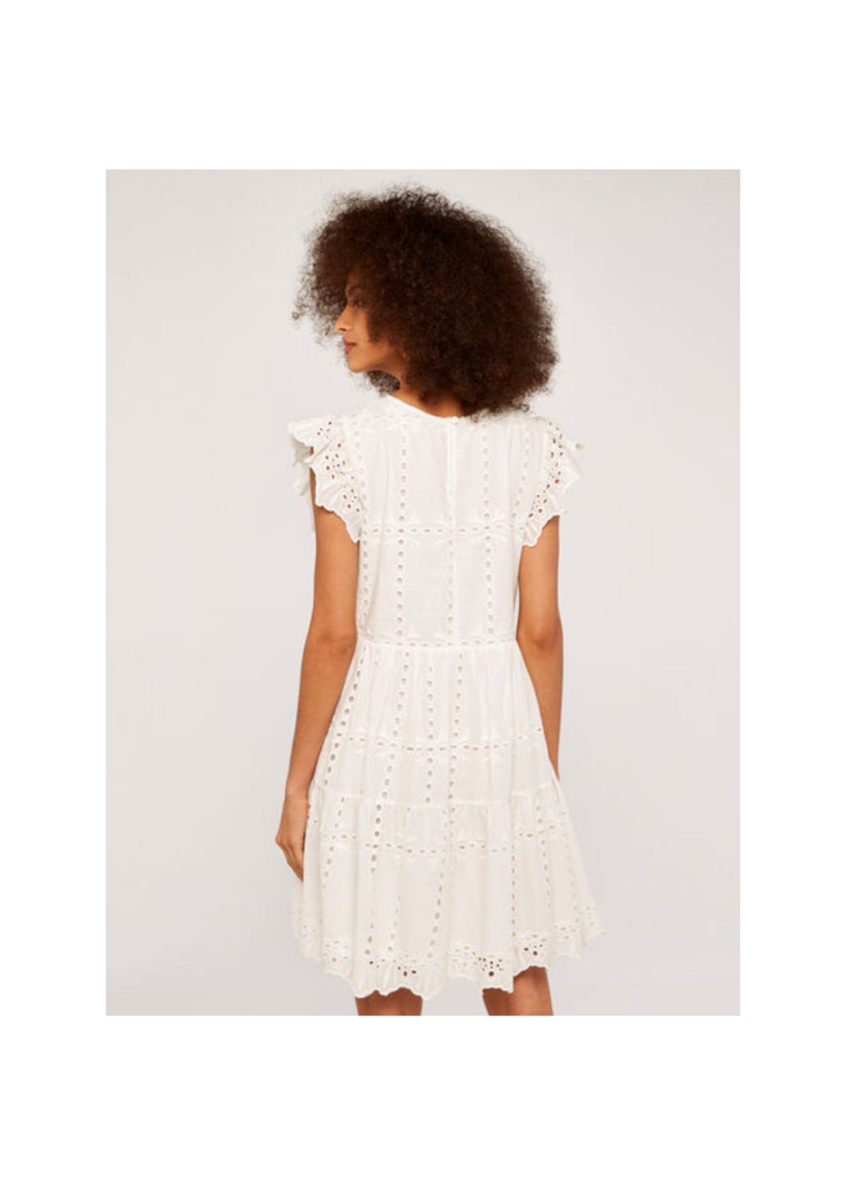 Apricot Broderie Eyelet Tiered Dress