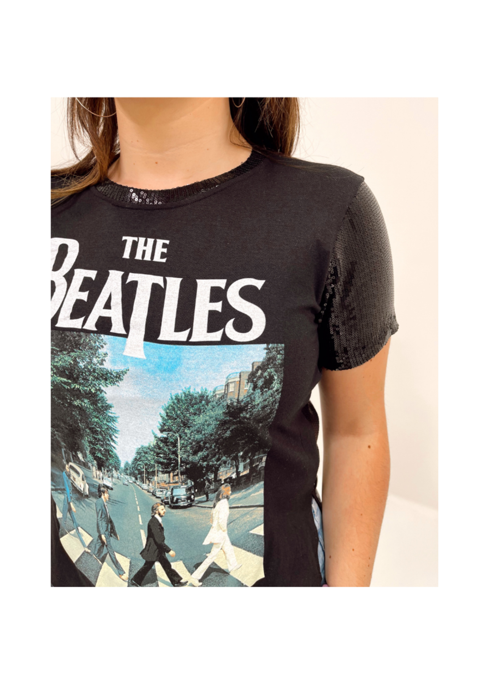 Original Copy Beatles Sequin Cap Sleeve Top