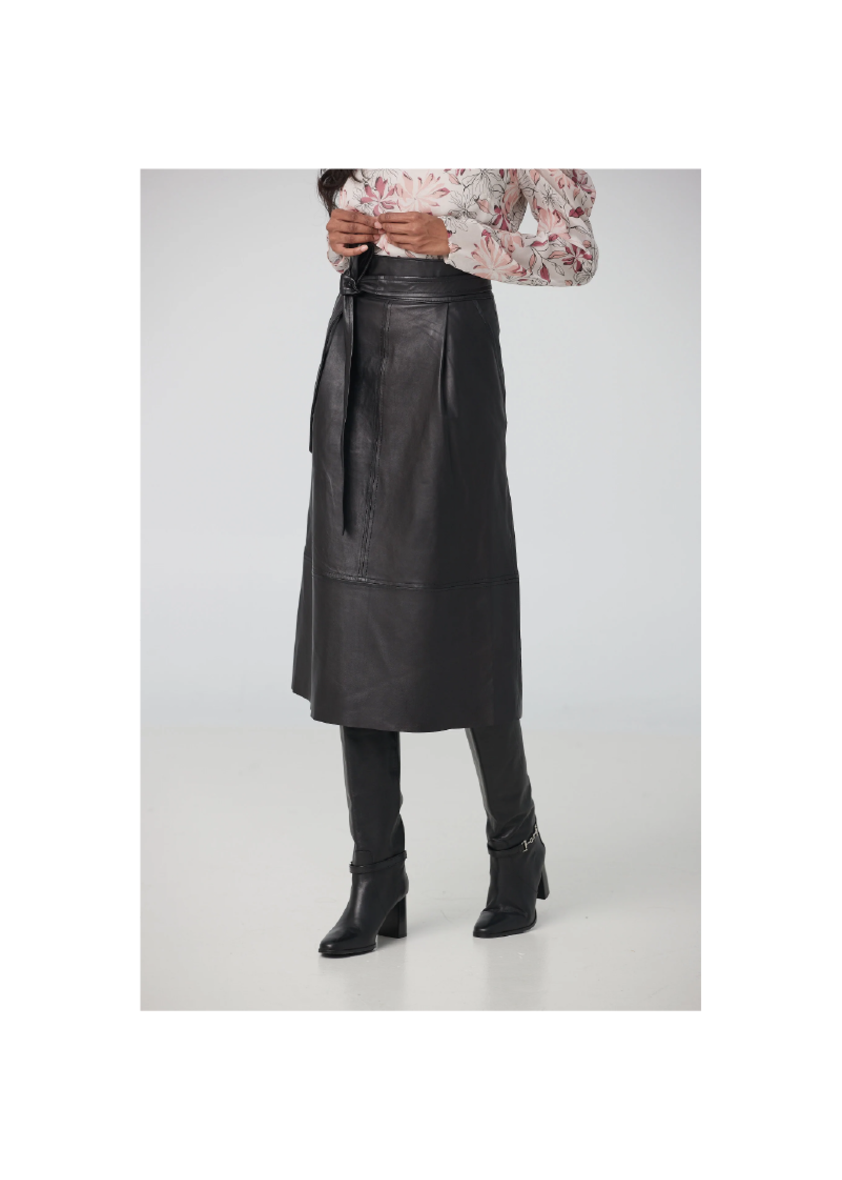 Iris Setlakwe Pleated A-Line Lamb Leather Skirt