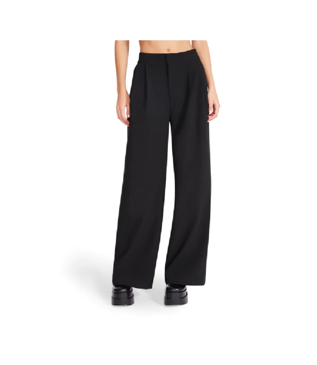 Black pleated wide leg trousers