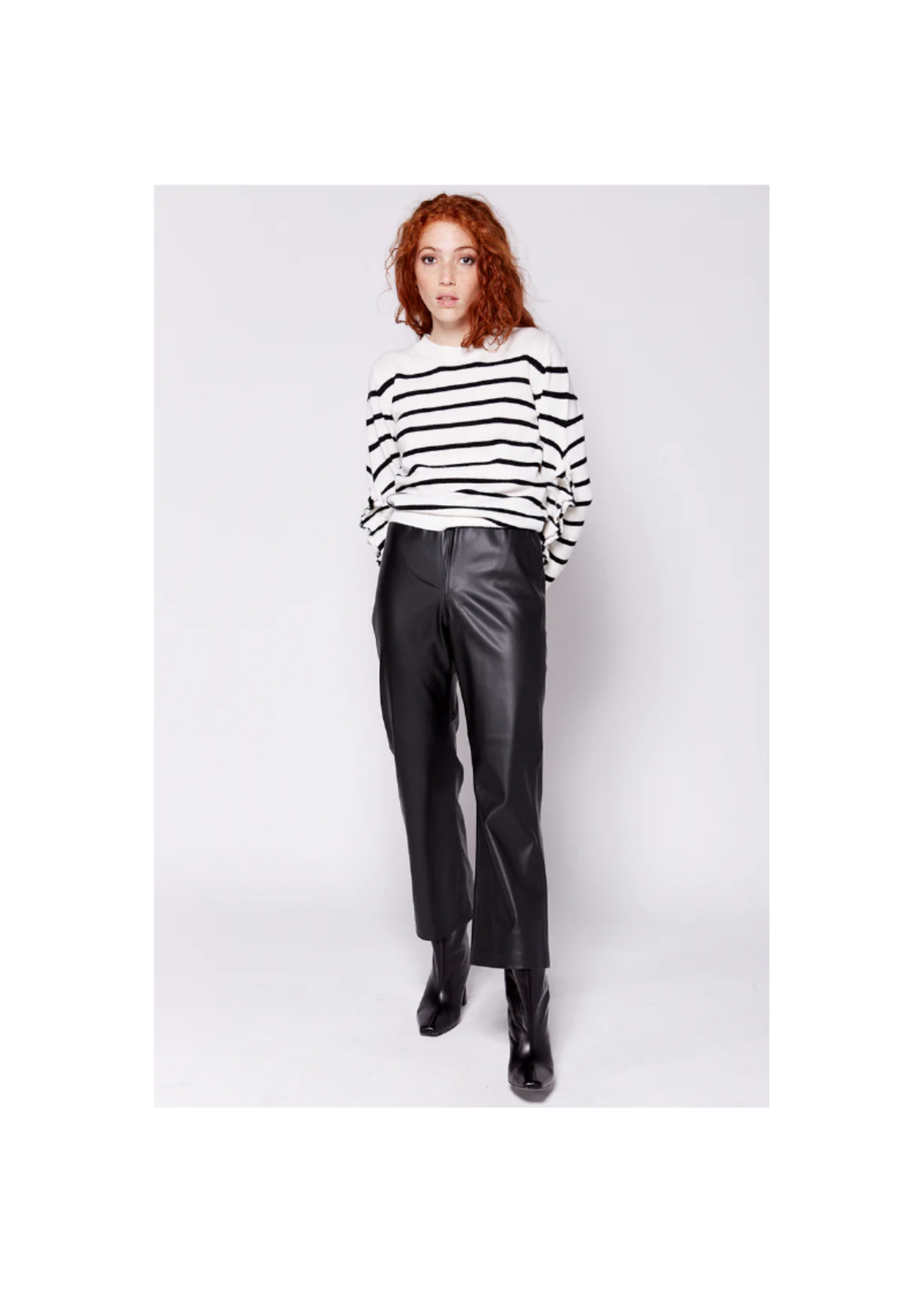 ICHI Costo Pant | Women's Faux Leather Bootcut Pant - espy