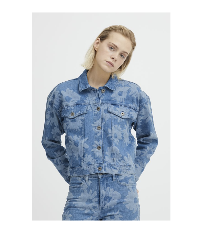 ICHI Betsie Floral Denim Jacket