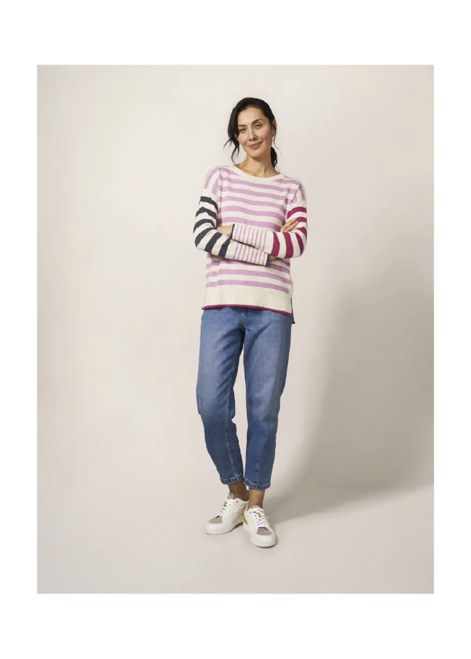 White Stuff Olive Stripe Sweater | Women's Casual Knit - espy