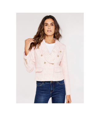 Apricot Pink Lurex Tweed Crop Blazer