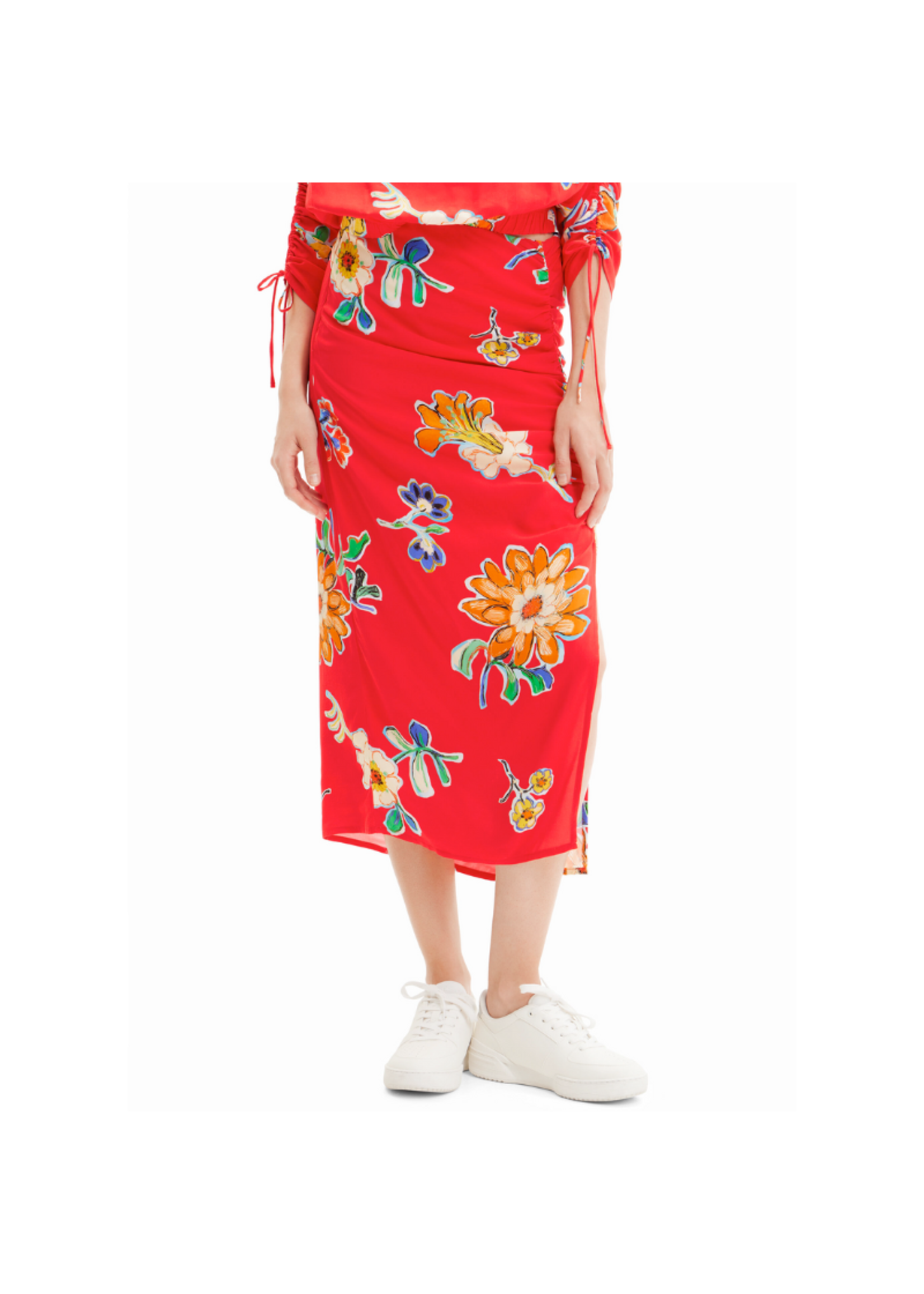 Desigual Floral Ruched Skirt | Women's Midi Skirt - espy