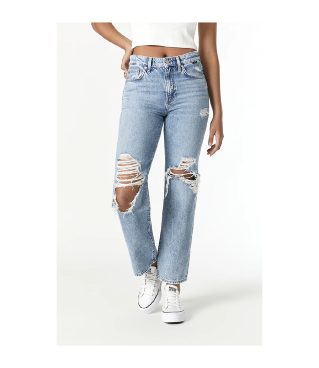 Mid-Rise Ripped Wide-Leg Jeans for Women