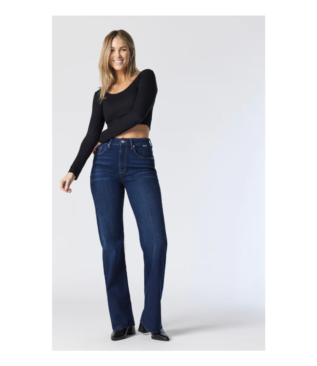 Mavi Women's Victoria High-Rise , Wide- Leg Jeans In Deep Organic Blue