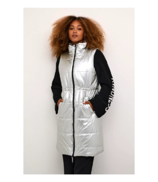 Cream Ace Metallic Long Puffer Vest