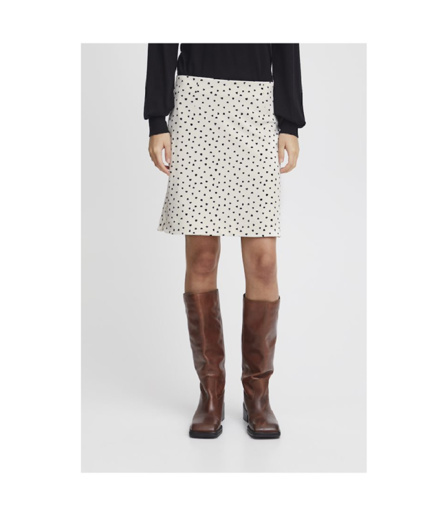 ICHI Kate Heart Print Skirt