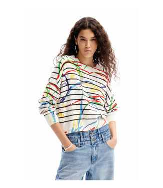 Desigual Paint Swirl Striped Sweater