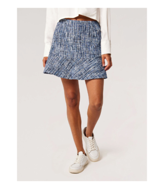 Apricot Textured Tweed Ruffle Skirt