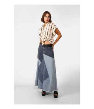 Dixie Denim Insert Midi Skirt