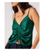 Apricot Ruched Front Green Satin Cami