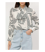 Lezalez V-Neck Tie LS Printed Blouse