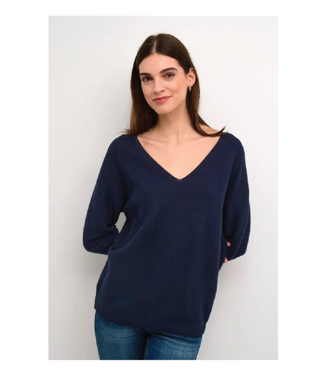 Cream Sillar V-neck Sweater