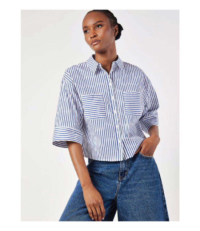 Apricot Cropped Boxy Stripe Shirt