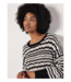 Apricot Pointelle Stripe Crochet Sweater