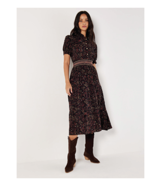 Apricot Paisley Shirt Midi Dress