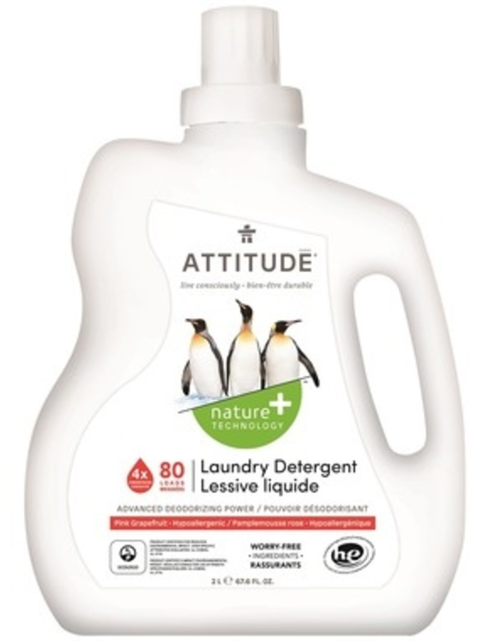 Attitude Attitude - Laundry Detergent, Pink Grapefruit 3X (35-1.05L bottle)