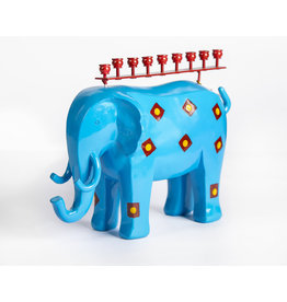 MENORAH METAL BLUE ELEPHANT