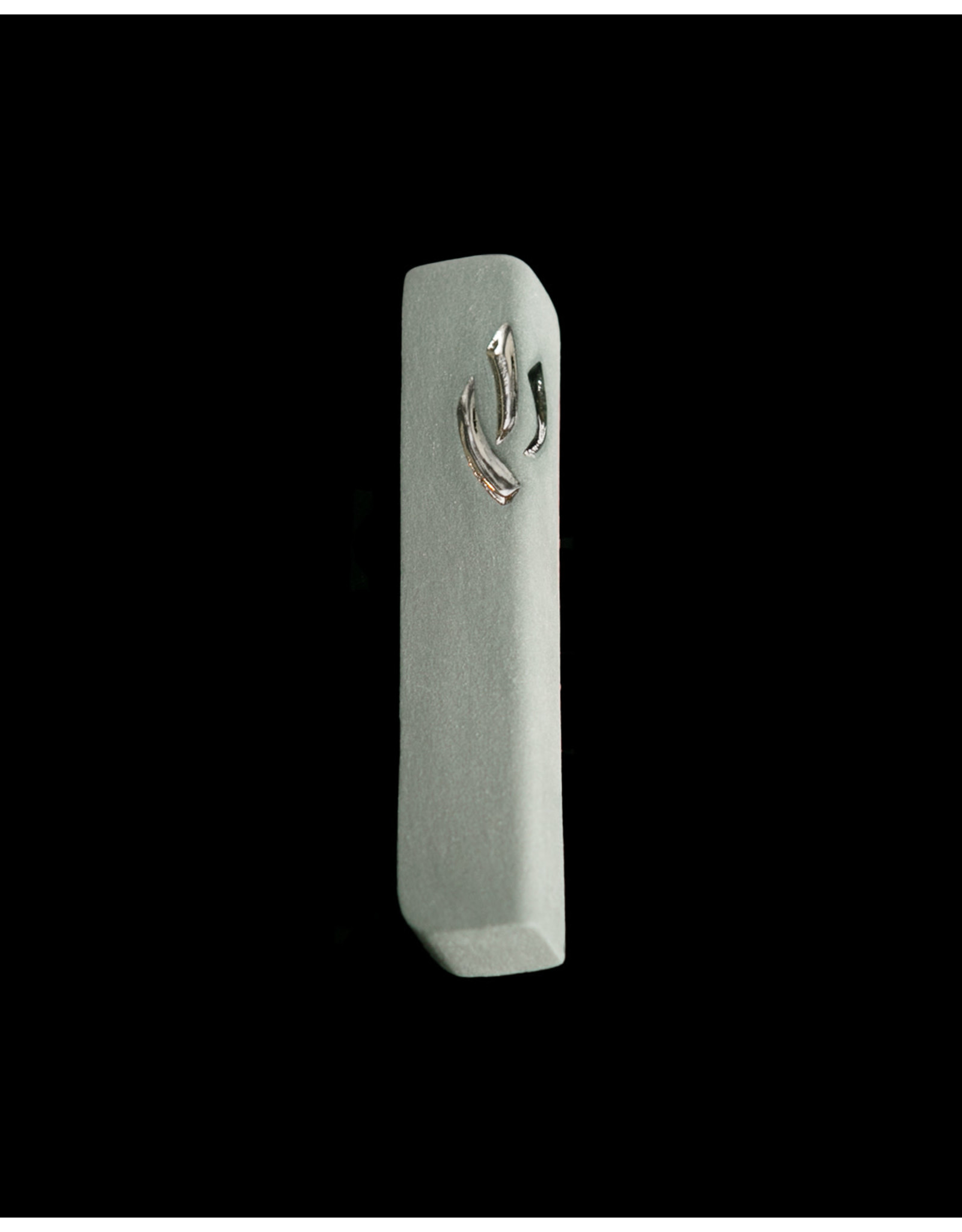 OFF WHITE CERAMIC MEZUZAH  WITH SILVER BY YAHALOMIS