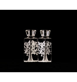 Etched Crystal Tree of Life Candle Holders