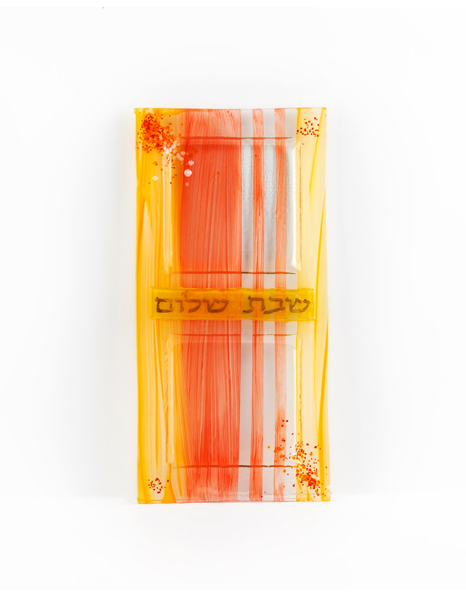 Orange Glass Tray Shabbat