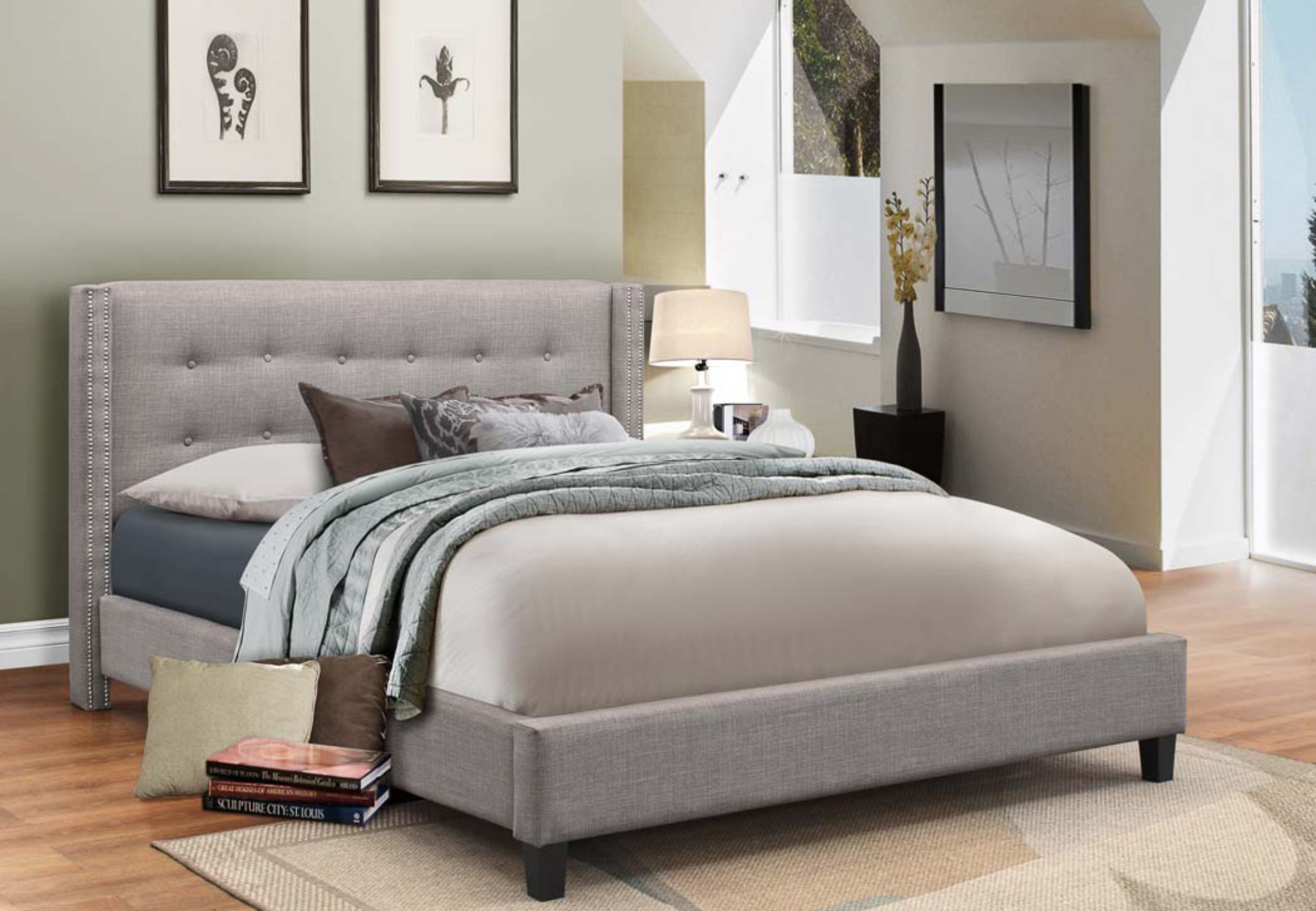 Vivid King Fabric Platform Bed Dani's Furniture