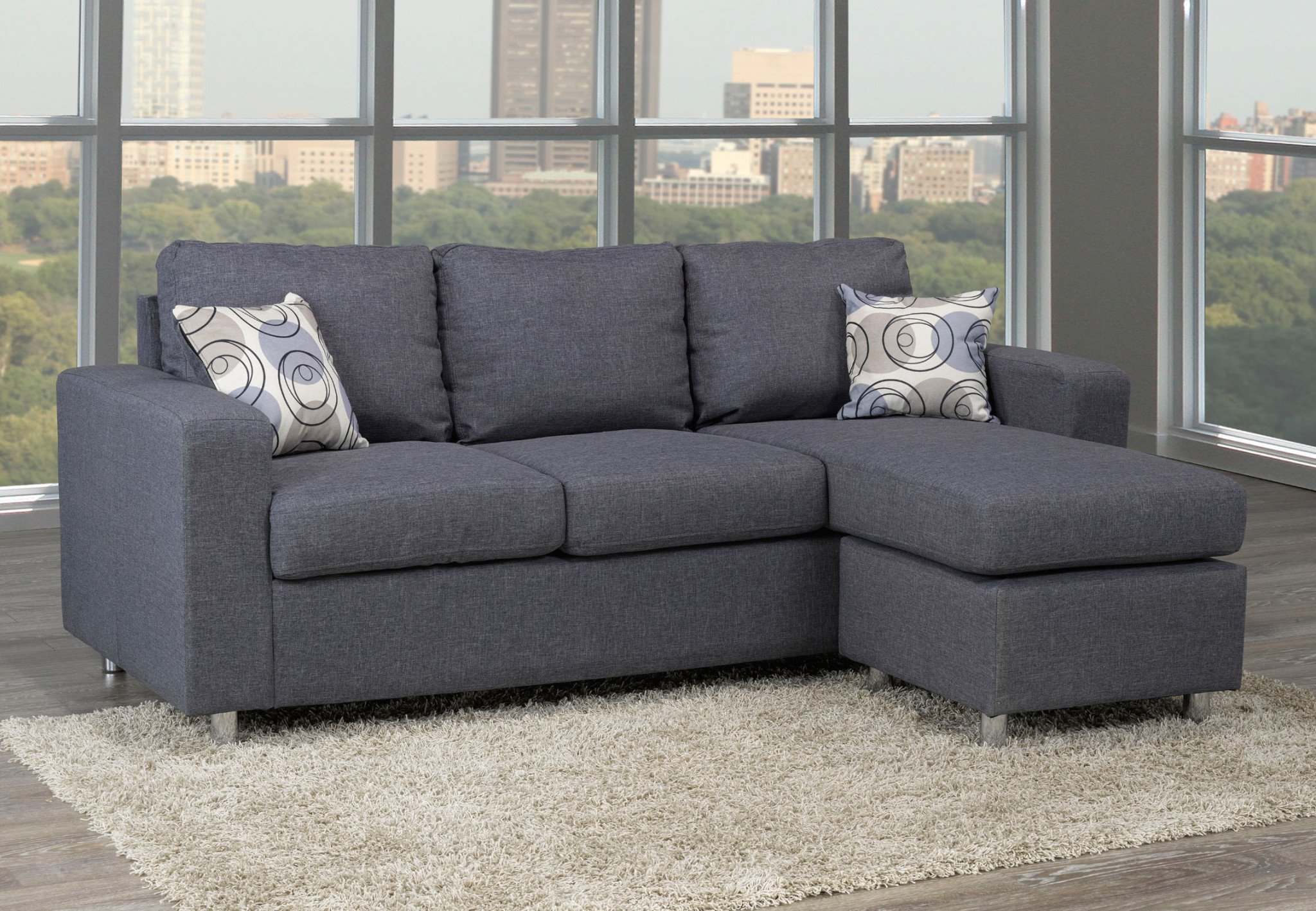 compact leather sectional sofa